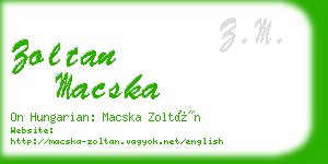 zoltan macska business card